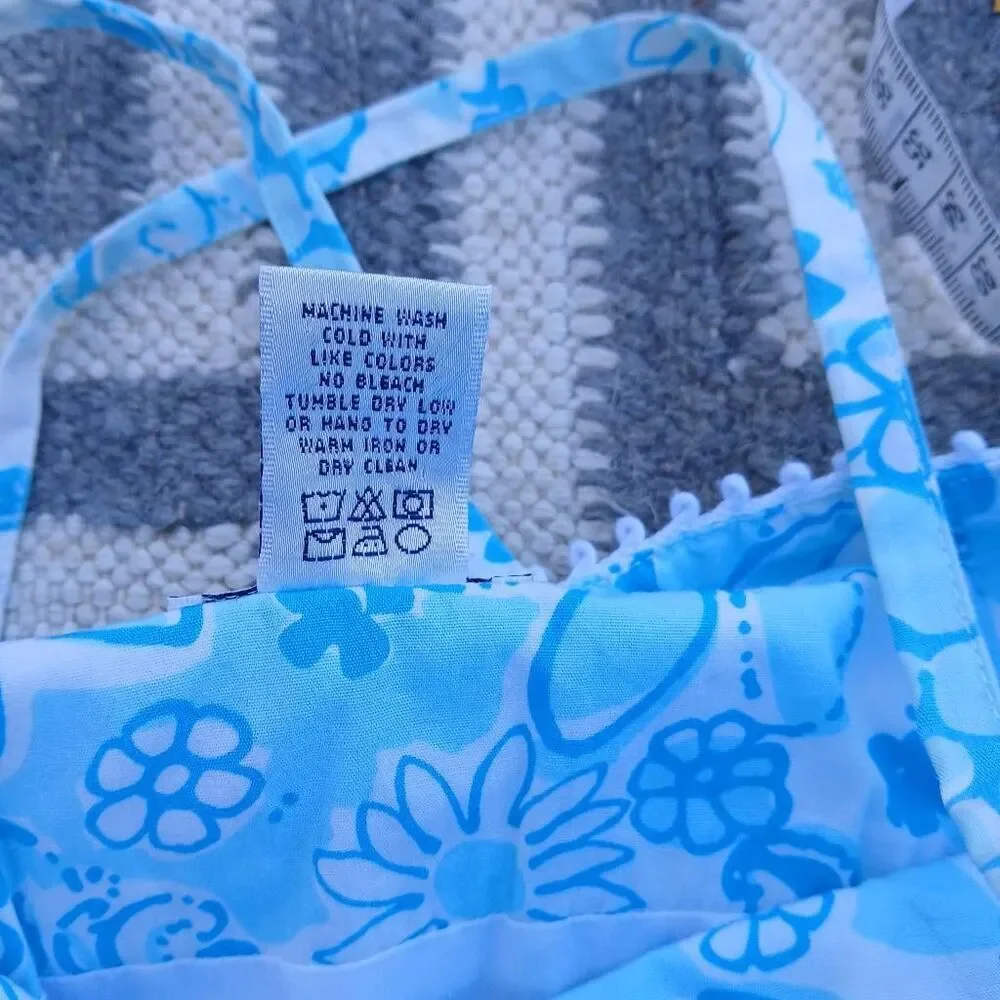 Vintage lilly pulitzer girls 10 yrs shift dress coastal blue lion around floral